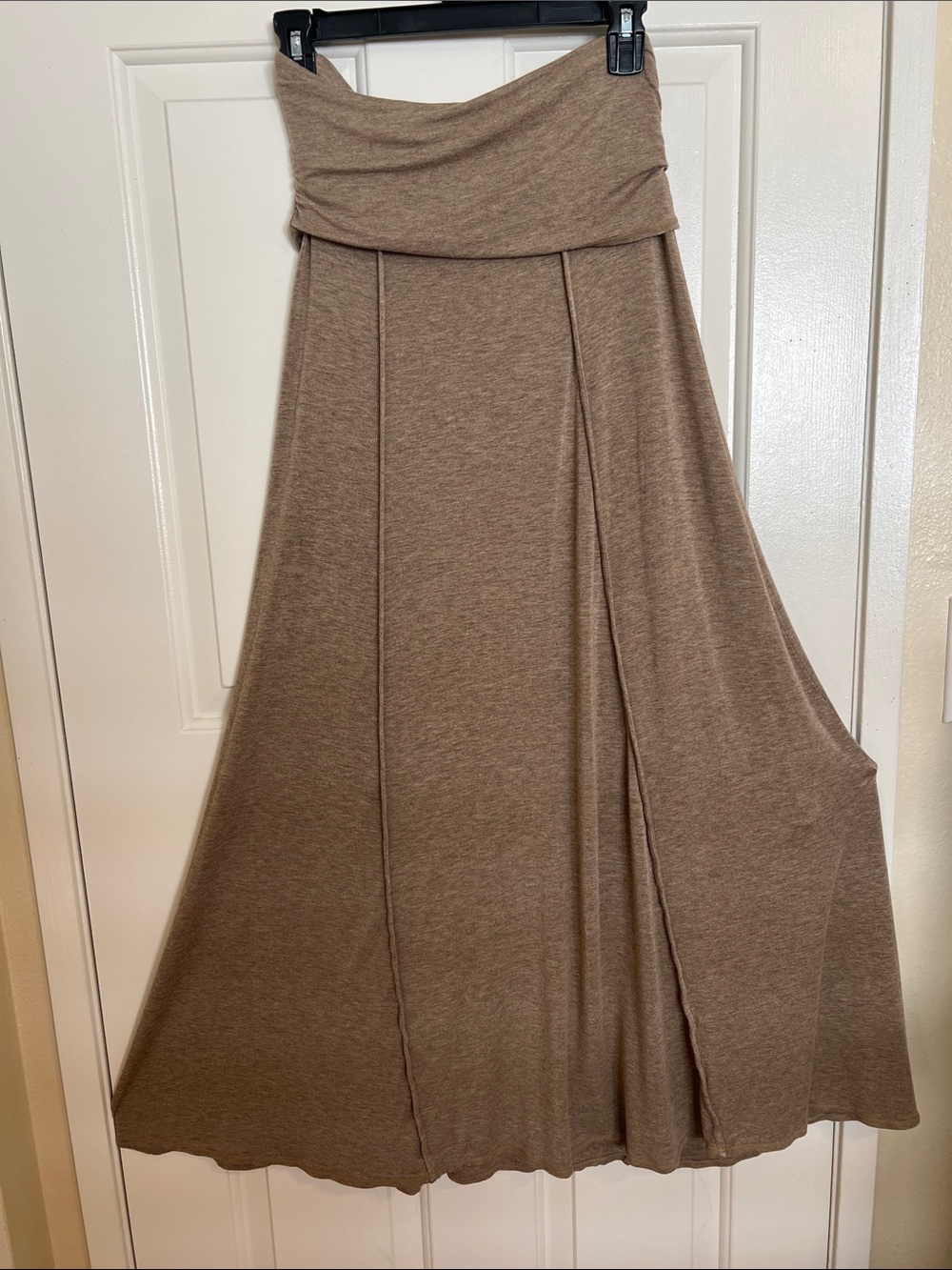 Max Studio Women's Fold-Over Waist Brown Maxi Skirt